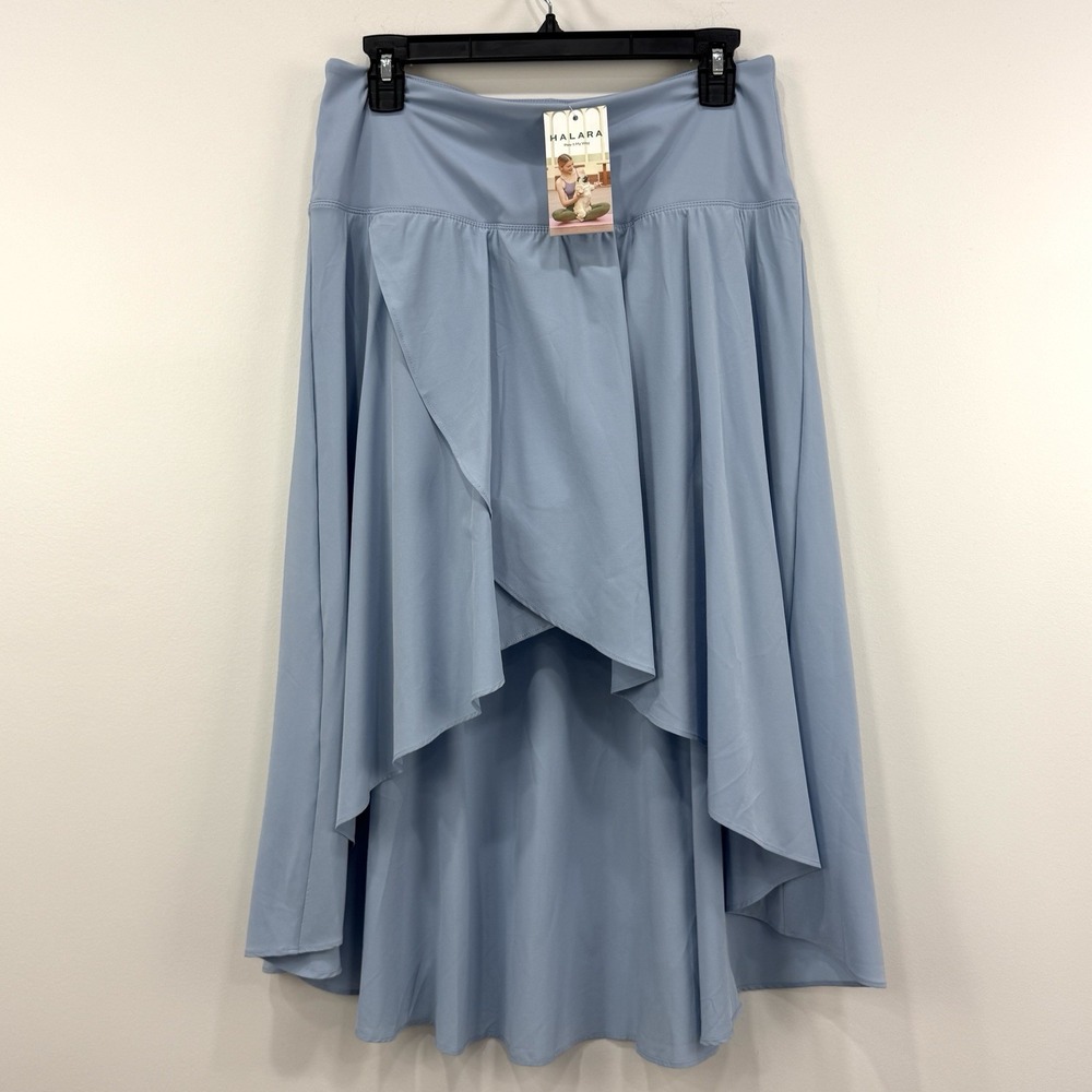 Halara Breezeful Skirt High L Blue NWT Waisted Hi Lo 2 In 1 Flowy Quick Dry Yoga